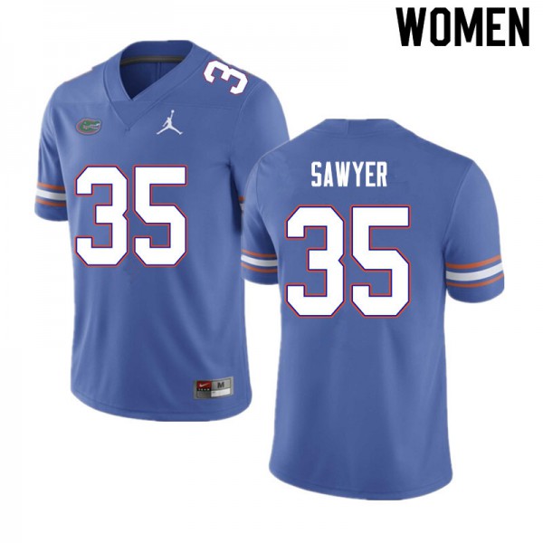 Women #35 William Sawyer Florida Gators College Football Jersey Blue